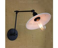 Ysddian Industriale americano Camera da Letto pieghevole lampade letto lungo braccio bilanciere Specchio lampada minimalista moderno retrò con interruttore luci da parete, Lunghezza braccio (20+20 cm)