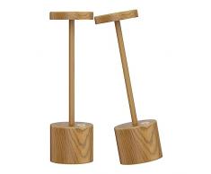 Coinmit 2 pezzi LED lampada da tavolo senza fili, 5500mAh lampada da tavolo ricaricabile con cavo USB, lampada da tavolo LED dimmerabile per la cura degli occhi per camera da letto, Grana del legno