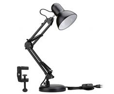 LE 40W Lampada da Scrivania LED E27 Vintage, Lampada da Tavolo con Braccio Girevole e Morsetto, LED Lampada da Comodino Protezione degli Occhi per Lettura, Studio, Ufficio (Lampadina E27 non Inclusa)
