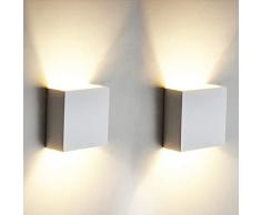OOWOLF 2 Pezzi 6W LED Applique da parete Lampada da Parete Bianco Caldo 3000k Moderno in Alluminio per Soggiorno Camera da Letto Corridoio Scale Cucina Sala da Pranzo