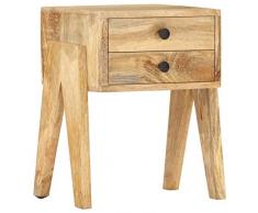 FAMIROSA Comodino 40x35x50 cm in Legno Massello di Mango(Marrone