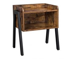 VASAGLE Tavolino, Comodino, Impilabile con Scomparto Portaoggetti Aperto, in Stile Vintage, Industriale con Gambe in Acciaio, Marrone Vintage e Nero LET54X
