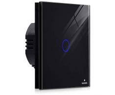 Navaris Interruttore luce casa touch - con pannello in vetro antigraffio - Interruttore touch screen da parete per lampade indicatore LED 240V - nero