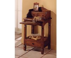 Comodino Toledo stile etnico coloniale in legno massello di teak finitura color noce - Prezzo OUTLET ONLINE