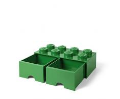 Lego Cassettiera Mattoncino 8 Bottoni, 2 Cassetti, Cassa Portaoggetti Impilabile, 9.4 L