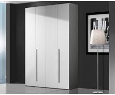 Armadio Semplice H. 245 cm da 4 a 6 ante - Made in Italy (4 Ante L.163,4 cm), Bianco frassinato