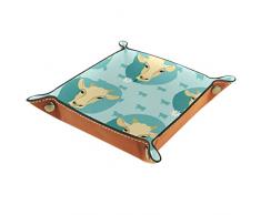 Teste di Vacca Valet Vassoio in Pelle Vassoio Gioielli Dadi Box Comodino Vassoio Pu Cuoio Vassoio Comodino Comodino Caddy Dadi Holder 20.5x20.5cm