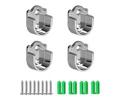 Her Kindness 4 Pezzi Asta Armadio Supporto Asta di Sostegno a Forma di U presa Flangia set Heavy Duty Closet Pole rod End Supporta (25mm)
