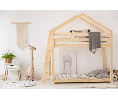 Letto a castello in legno – 2 posti / letto a casetta per bambini Zoe Doblo, 80 x 180 cm, con cassetto e rete