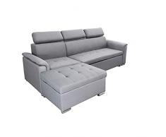 Milani Home s.r.l.s. Divano Letto con penisola ergonomico con poggiatesta Regolabile e Supporto Lombare penisola Contenitore