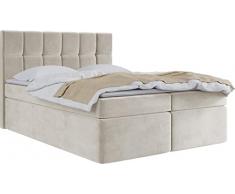 WFL GROUP Letto Boxspring Con Contenitore 120x200 140x200 160x200 180x200 200x200 Letto Matrimoniale Letto Imbottito Con Materasso e Topper - Letto Con Testiera - Velluto Beige - 180 x 200 cm