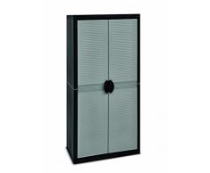 Terry Jumbo 2900 QBlack Armadio Alto in Plastica XL Tuttopiani, Grigio, 89.7 x 53.7 x 180 cm
