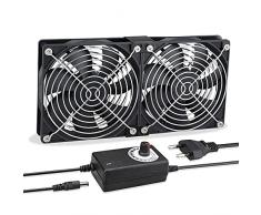 2 ventole per computer da 120 mm, 12 V, con controllo della velocità della ventola da 220 V a 240 V, con doppio cuscinetto a sfera, per case, workstation, armadio e server