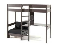 Alfred & Compagnie Letto a soppalco con scrivania e poltroncina, in pino, gamma Armance & Faustin, colore: Talpa