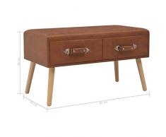 Tidyard Comodino Moderno con Due Cassetti in Similpelle e Legno 80 x 40 x 46 cm | Marrone