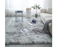 KISUFU Tappeto Peloso Morbido e Antiscivolo da Sala da Pranzo e da Camera da Letto grandi salotto moderno cameretta bimba tappeti Tappeto sfumato (40_x_60_cm, Grigio)