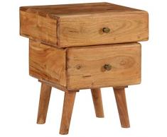 Festnight Comodino, Comodini Camera in Legno Massello di Acacia 45x35x49 cm