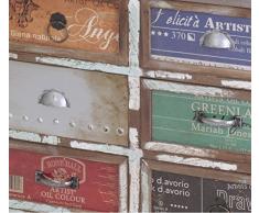 matrasa Armadietto con 6 cassetti Arts – Bianco con Stampa Antico 60 X 30 X 45 – Credenza cassettiera