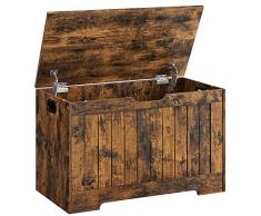 VASAGLE Cassapanca di Stoccaggio, Panca con 2 Cerniere di Sicurezza, Panca Porta Scarpe, Stile Vintage, 40 x 76 x 48 cm, per Corridoio, Camera da Letto, Soggiorno, Marrone Vintage LHS011T01