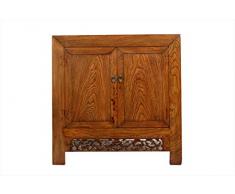 Yajutang - Cassettiera Cinese Antica con 2 Ante e 2 cassetti, Colore: Marrone