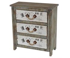 Mendler Serie vintage como cassettiera legno stile spagnolo modello Almada 33x72x80cm