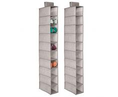 mDesign Portascarpe da appendere – Set da 2 – Perfetta scarpiera e organizer armadio – Funzionale scaffale per scarpe, vestiti e accessori – 10 ripiani – Colore: lino
