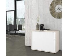 WeberBÜRO Profi Armadio con persiane in Acero Bianco 2OH Armadio per tapparelle a Rullo Incrociato Armadio per archiviazione Armadio per archivi