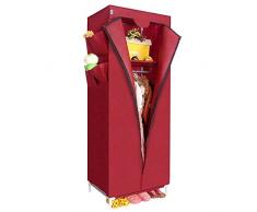 LTLZDYG Armadio Color Vino Rosso, Armadio in Tessuto Armadio in Acciaio Rinforzato con Struttura in Acciaio Rinforzato Armadio Singolo Guardaroba 164x60x45cm