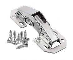 Wandefol 8 pezzi Cerniera per Mobili, a Chiusura Lenta, Angolo dapertura 90, Cerniere per Porta per Armadio Porta mobili Angolo Piegato Cerniera (105 × 44mm)