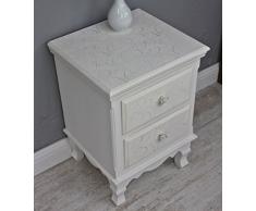elbmoebel armadio comò Rose Bianco Beige modello paese casa comodino in legno barocco piccolo