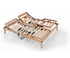 Evergreenweb - Rete Matrimoniale Elettrica 150x200 a Doghe in Legno Ortopedica Motorizzata con 2 Alzate Separate Base Letto o Materasso 4 Zone Reclinabili Regolatori Rigidità Piedi Smontabili Offerta