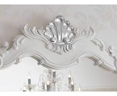 Simone Guarracino Como lavabo 2 porte e specchio stile Barocco Moderno bianco laccato particolari foglia argento marmo crema pomelli Swarovski