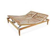SomnusSana Rete Matrimoniale 160x190 h 42 cm 2 Piazze in legno di faggio 26 doghe Reclinabile Testa Piedi