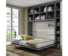 Meubles ROS - Letto a scomparsa e ripiani, per materasso da 190 x 150 cm, 237,8 x 211,9 x 43 cm, colore: Quercia/Bianco
