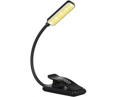 Gritin Lampada da Lettura, Luce Lettura Ricaricabile USB con 9 LED 3 modalità, Dimmerabile Senza Livelli, Lampada Luce Libro Portatile con Clip, Ideale per E-Reader, Studio, Letto, Viaggi, Tablet