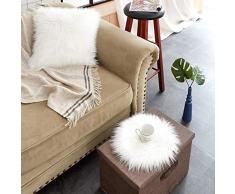 Teppich Wölkchen Tappeto Pelliccia, Tappeto Peloso, Tappeto Morbido, Scendiletto Peloso, Pelliccia Sintetica | Tapeto Soggiorno, Tappeto Peloso Camera da Letto | 30cm Rotondo - Bianco