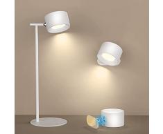 Lampada da Tavolo LED Lampada da Comodino Senza Fili Ricaricabile Lampada da Scrivania Dimmerabile Modalità di luminosità calda/bianca Lampada da Parete Rimovibile per Camera da Letto Studio Ufficio
