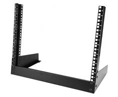 StarTech.com Armadio di rete 8U 19 a telaio aperto, Mini Rack da tavolo a 2 montanti da per computer, apparecchiature AV, multimediali, IT, dati e sale server (RK8OD)