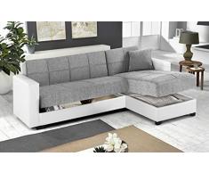 Dafne Italian Design Divano Letto angolare 2 posti Grigio - penisola a Destra - (cm. 225 x 158 x 86h)