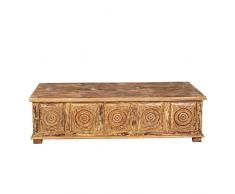 Biscottini Antica cassapanca Legno massello 185x55x53 cm | Baule Vintage con intarsi | Cassapanca Contenitore da Interno