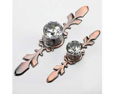 Dreneco 2 pezzi Pomelli in cristallo per cassetti e comò, in lega di zinco e vetro cristallo, per mobili e guardaroba, diametro 25 mm (Bronzo rosso)