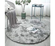 Icegrey Tappeto Rotondo Tappeto Peloso Super Morbido Assorbimento dellAcqua Antiscivolo Tie-Dye Sfumato in Stile per Salotto tavolino Salotto Camera da Letto Computer Sedia, Grigio Chiaro, 80cm