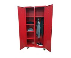 Armadio Guardaroba spogliatoio in Metallo Speciale Multiuso ROSSO su ruote Dim. 90x40x190 cm (ROSSO)