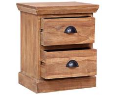 Tidyard Comodino 40x30x50 cm in Legno Massello di Teak