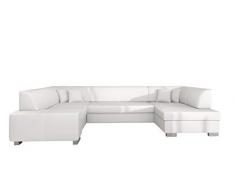 E- Meubles - Grande divano angolare XXL a U panoramico, letto convertibile con bauletto 6/7 posti, in tessuto e similpelle, per soggiorno e soggiorno