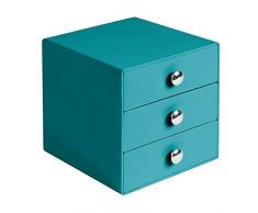 InterDesign Drawers | Contenitore a scomparti con 3 cassetti | Mini cassettiera Portagioielli e make-up | pratico Organizer ufficio | Plastica petrolio