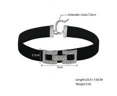 Aooaz Donne Collare Girocollo Collana Acciaio Inossidabile Velluto Rettangolo Cz Valletto Argento Nero Gioielli