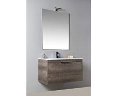 MOBILIA, Moka bagno CON LAVABO e SPECCHIERA MARRONE, MODERNO, SOSPESO con due cassettone da 70 cm