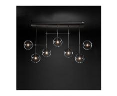 Loft Moderno Lampadario A Sfera in Vetro Trasparente Soggiorno Camera da Letto Cucina Isola Scala Oro Nero Lampadari A 6/7/8 Teste G4 (Color : 7heads-Black, Size : Whitelight)