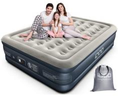 iDOO Letti Gonfiabili,Letto ad Aria Gonfiabile con Pompa Integrata, Gonfiamento/Sgonfiamento Rapido Auto in 3 minuti,Superficie Superiore del Letto Confortevole,203 x152 x38cm, fino a 295Kg(Doppio)